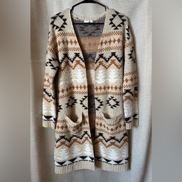 Maurices Sweaters - Maurices•long-sleeve knit cardigan/duster•xs•Aztec/tribal/southwestern•brown/tan